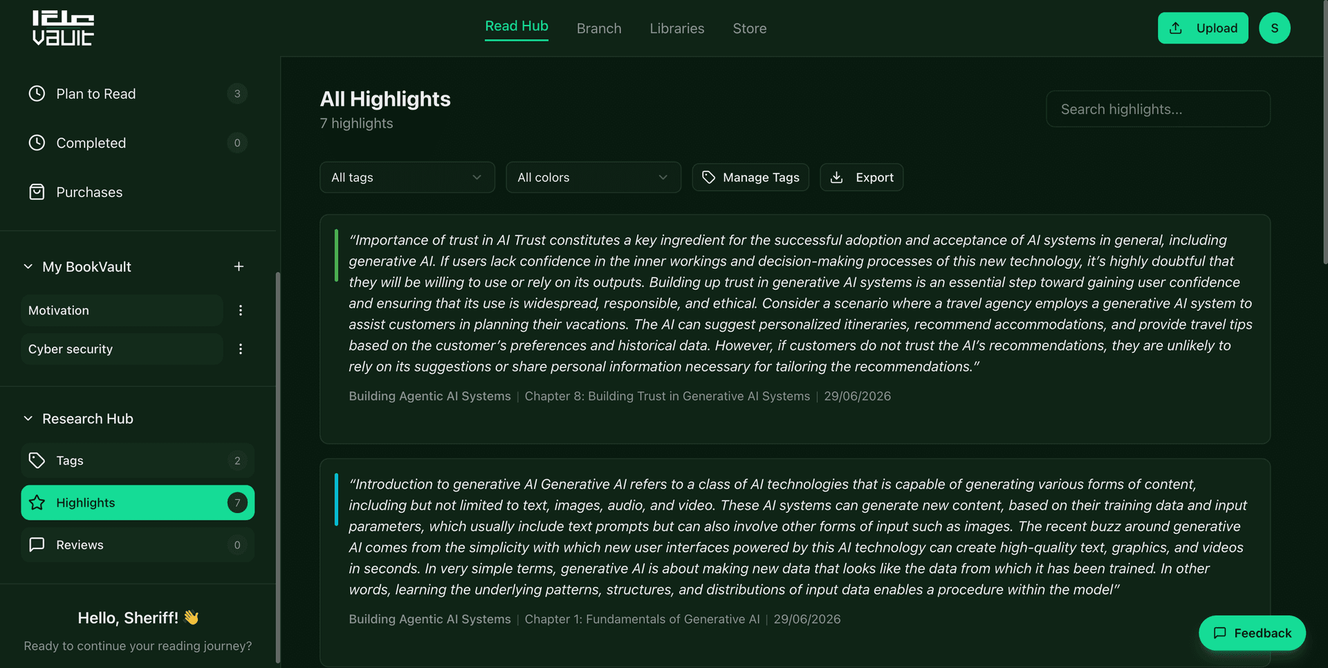 ilmVault highlights — every highlight always findable