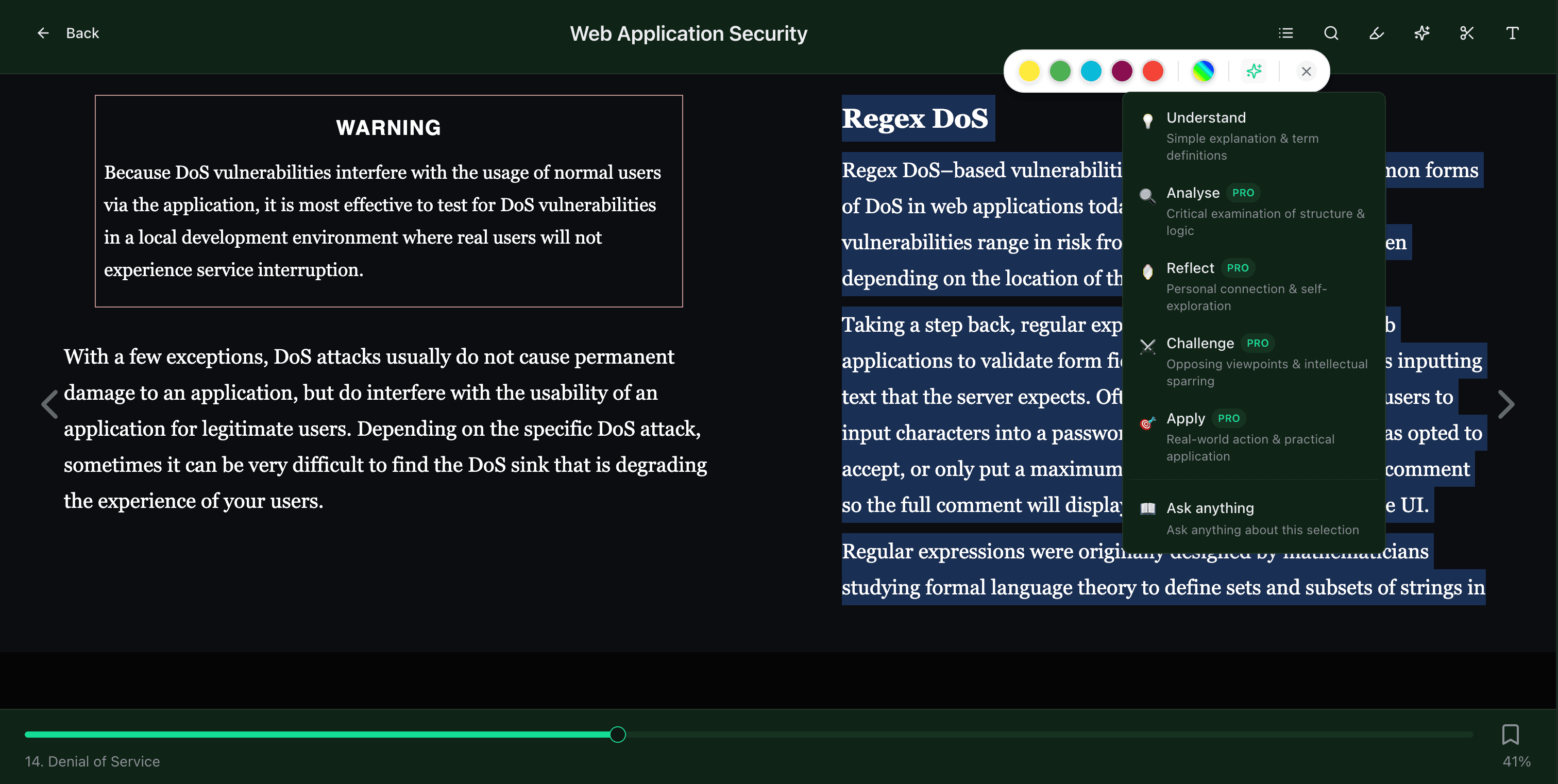 ilmVault AI Reading Coach — five lenses for deeper understanding