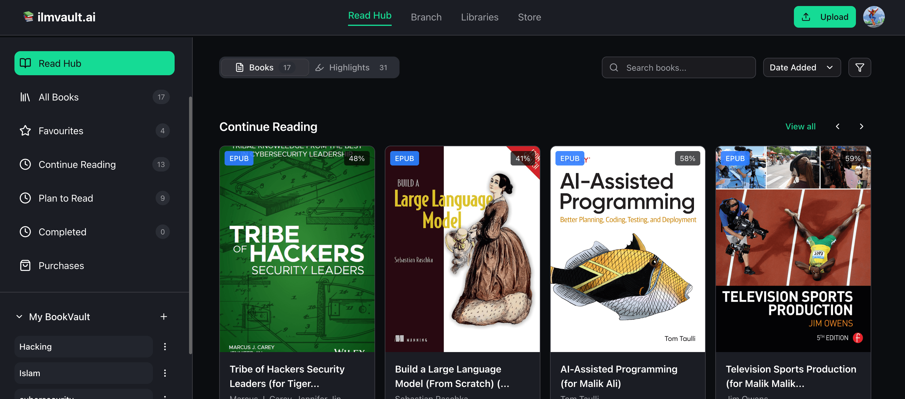 ilmVault library — your personal book collection beautifully organised